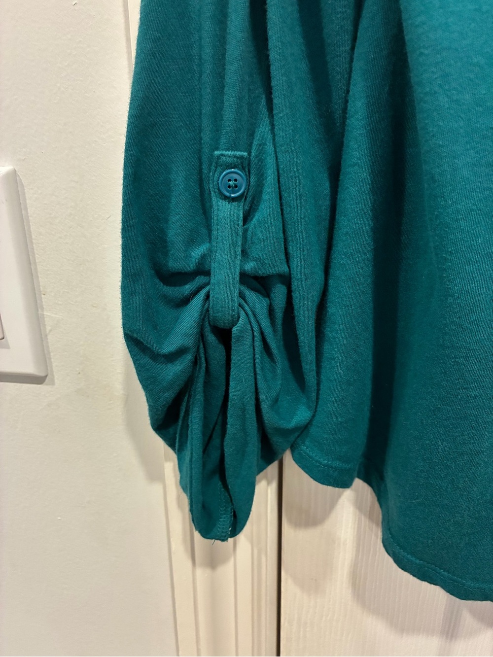 LOFT Teal Split-Neck Pullover Blouse - Picture 4 of 5